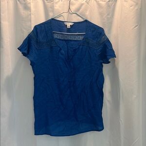 Blue Lace Trim Women's Top